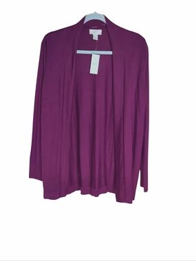 LOFT Vibrant Plum Open Front Cardigan Sz M